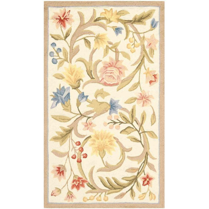 Ivory Floral Handmade Tufted Wool Area Rug