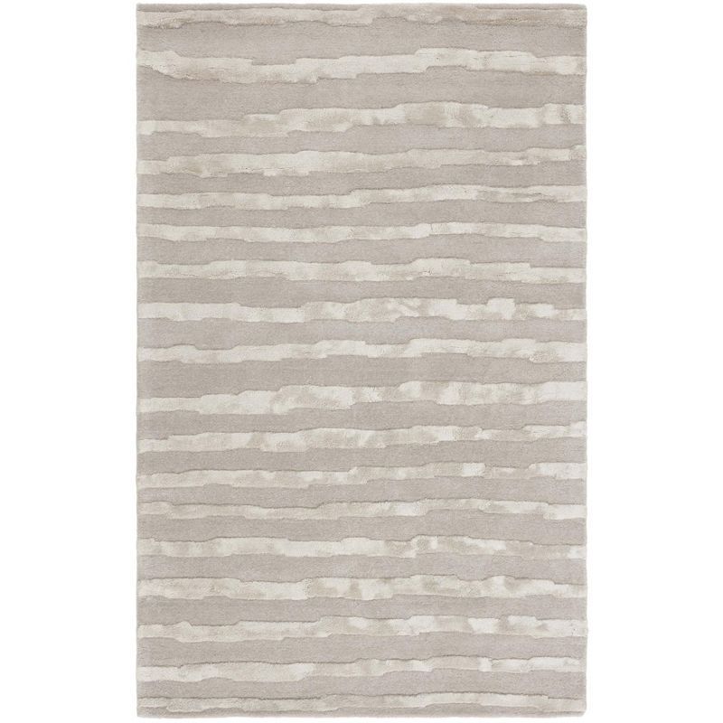 Gray Tufted Handmade Wool and Viscose Area Rug, 5' x 8'