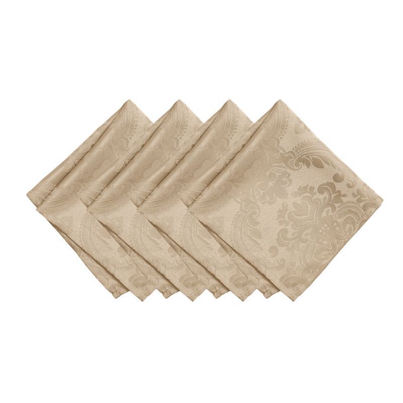 Taupe Jacquard Damask Table Napkins Set of 4