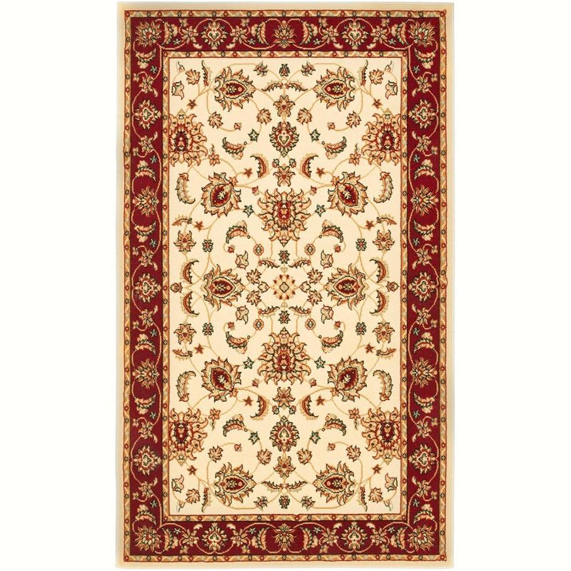 Majesty Cream and Red Hand-Knotted Synthetic Area Rug