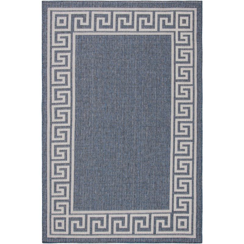 Bermuda Bliss 79" Blue Geometric Flat-Woven Synthetic Rug