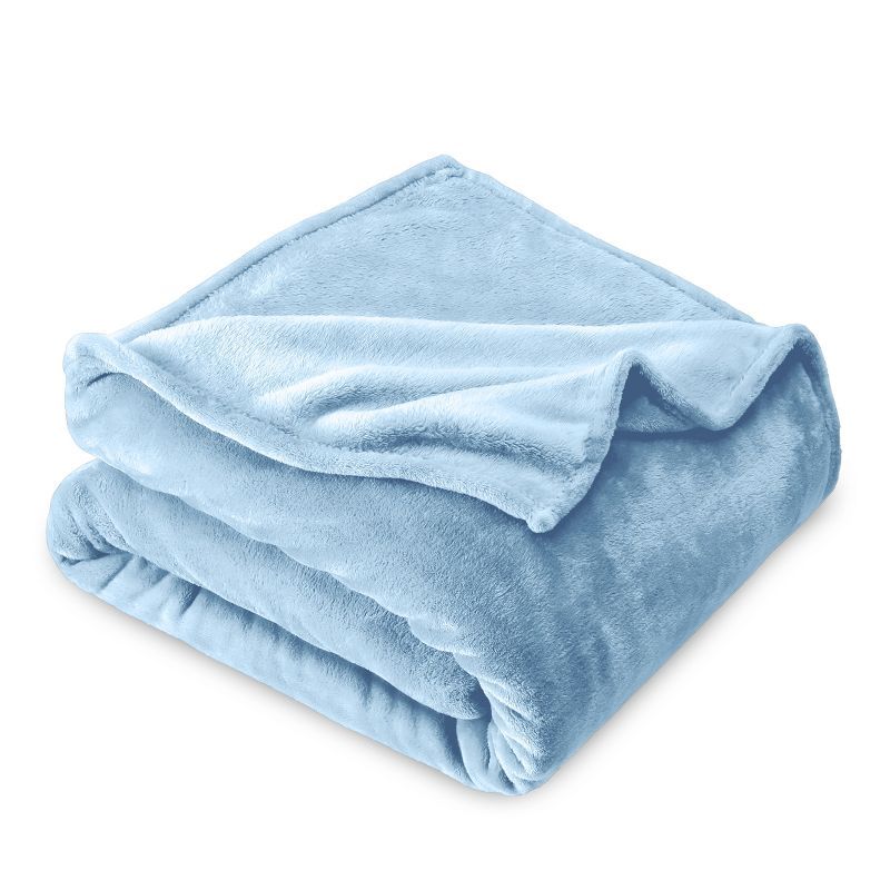 Light Blue Microplush Fleece Throw Blanket