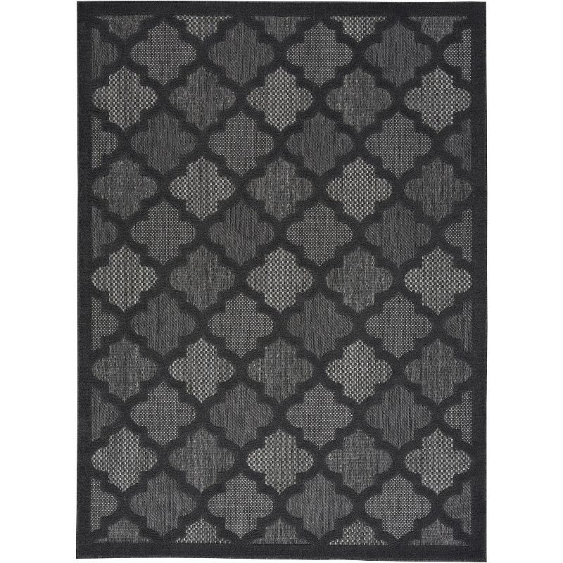 Charcoal Black Synthetic Trellis 5' x 7' Area Rug