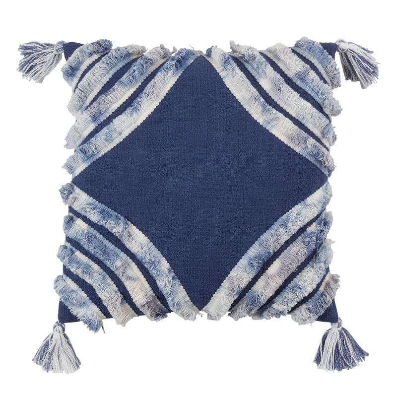 Navy Blue Cotton Dual-Tone Tufted Diamond Euro Pillow Cover