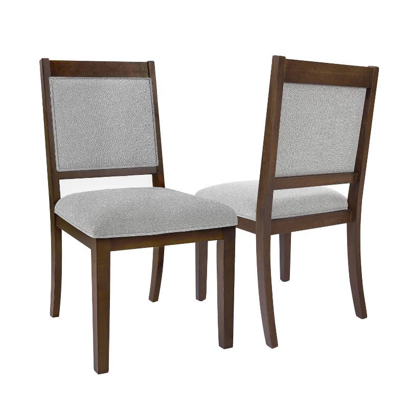 Gray Upholstered Open Back Wood Parsons Dining Chairs, Set of 2