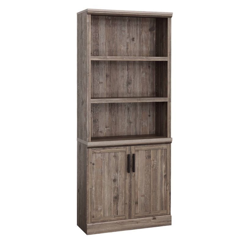 Pebble Pine Adjustable Library Bookcase with Doors