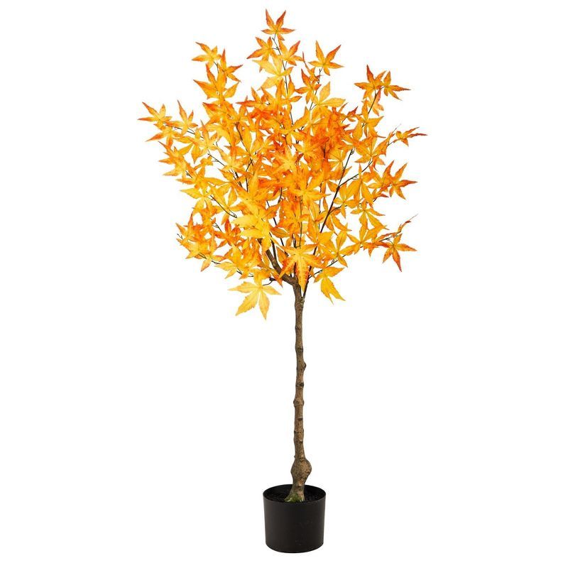 4-ft Autumn Maple Faux Tree in Black Planter