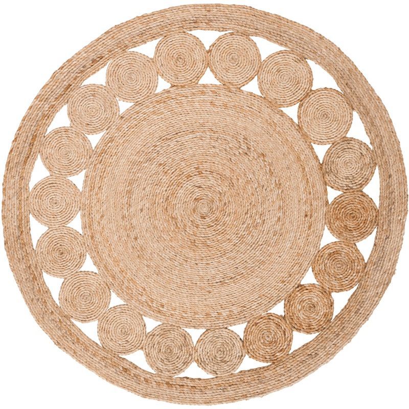 Hand-Knotted Soft Jute 8' Round Area Rug with Non-Slip Backing