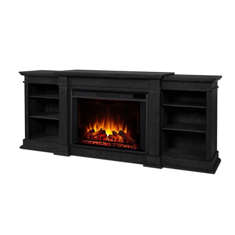 Eliot 81" Black Wood Electric Fireplace TV Stand