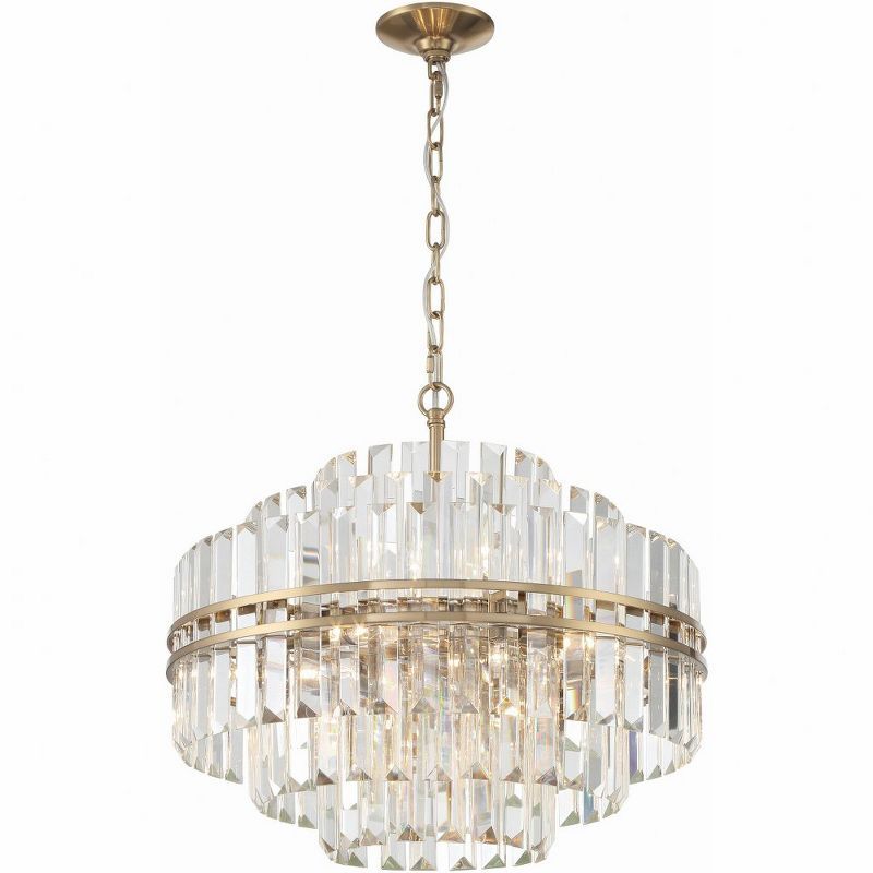 Aged Brass and Crystal 12-Light Chandelier