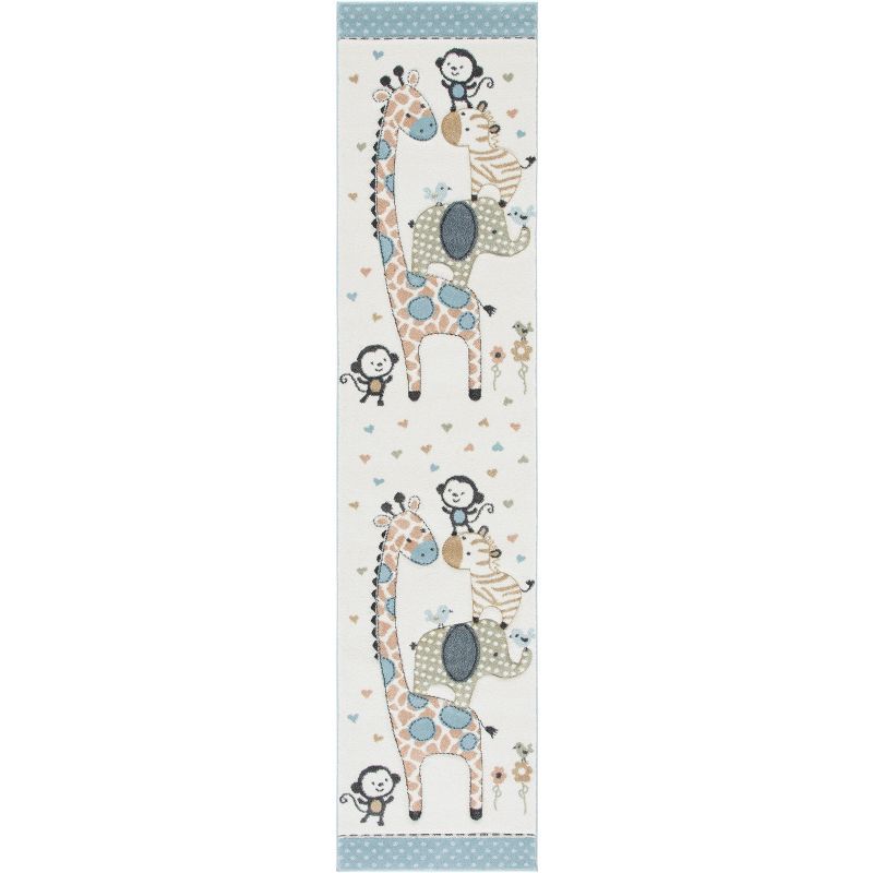 Ivory Whimsy 2x3 Feet Synthetic Kid-Friendly Easy-Care Rug