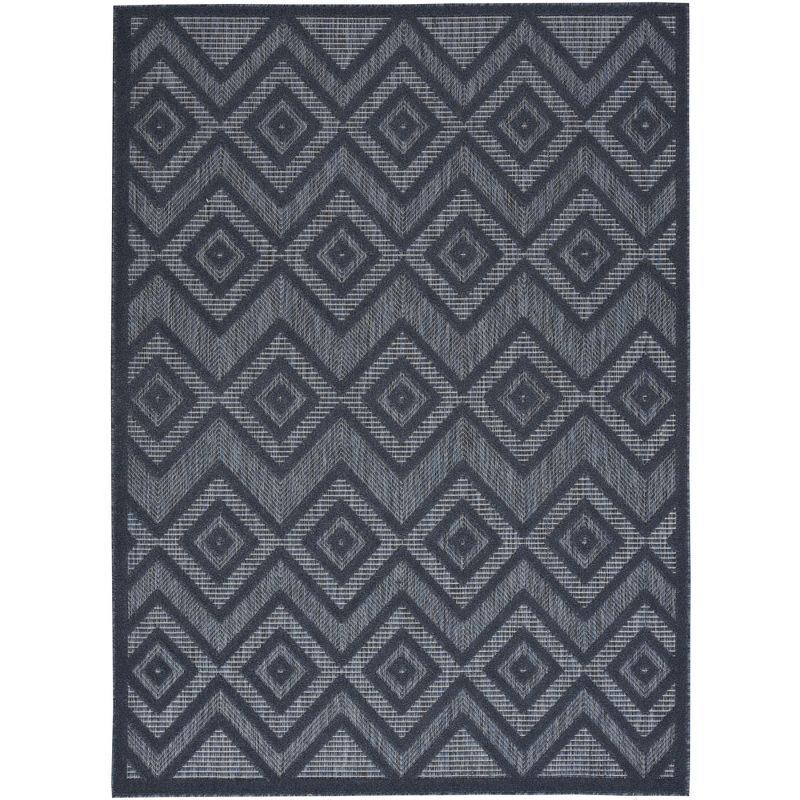 Navy Blue Diamond Flat Woven Reversible 6' x 9' Rug