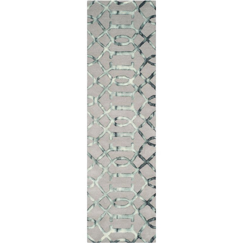 Gray Geometric Tufted Wool Runner Rug