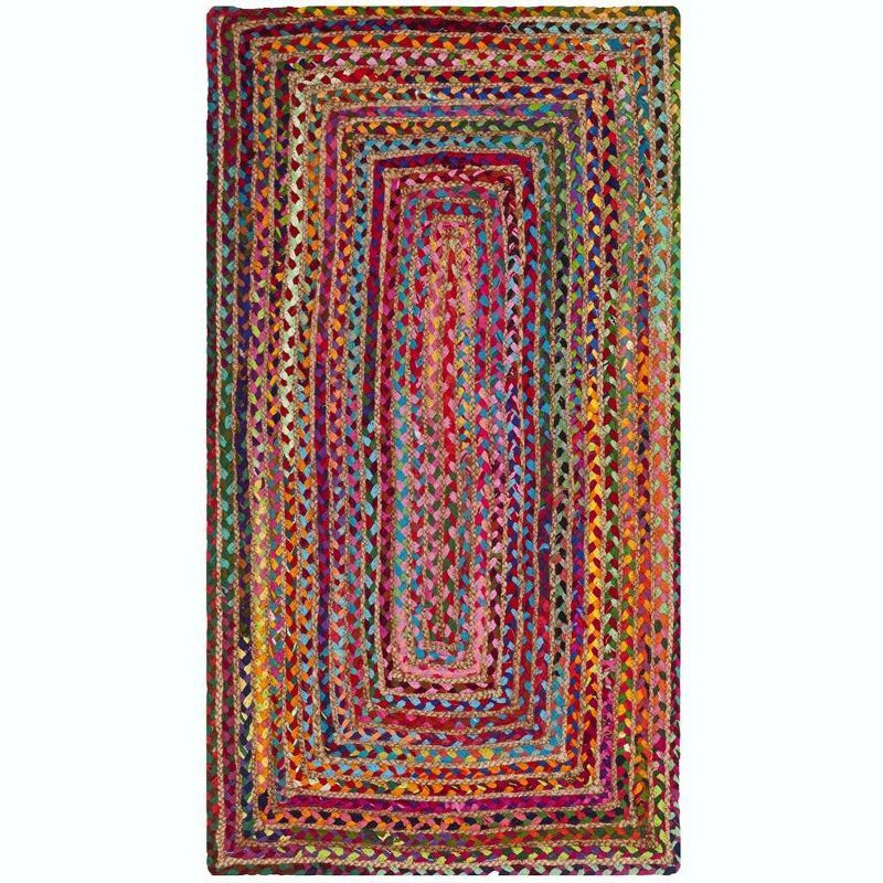 Boho-Chic Cape Cod Hand-Knotted Red and Multicolor Wool-Cotton Rug 2'3" X 4'
