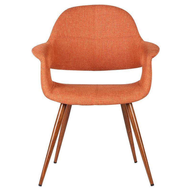 Phoebe Mid-Century Orange Faux Leather Arm Chair with Walnut Legs