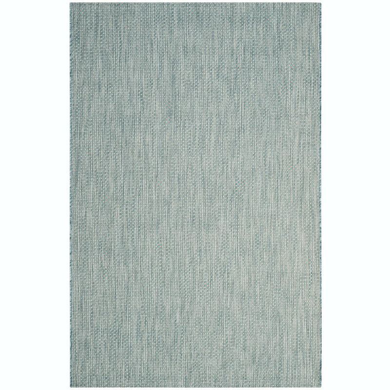 Aqua and Grey Synthetic Rectangle Outdoor Rug