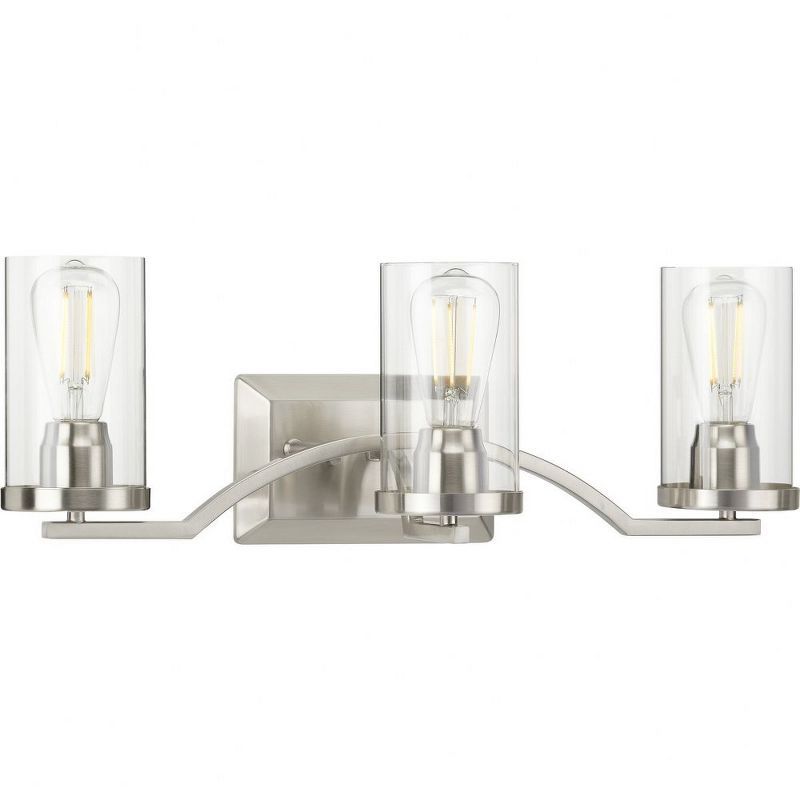 Lassiter Brushed Nickel 3-Light Vanity with Clear Glass Shades