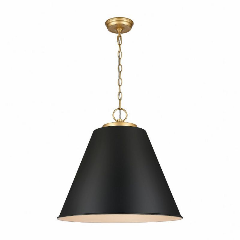 Matte Black and Brass 20.5" Contemporary Pendant Light