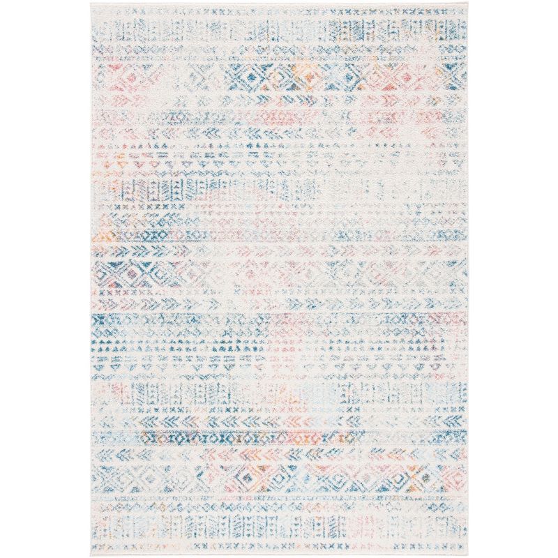 Ivory and Terracotta Hand-Knotted Synthetic Area Rug, 9' x 12'