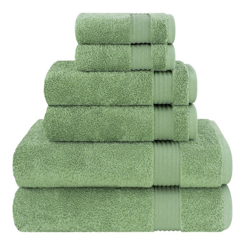 Sage Green Turkish Cotton 6-Piece Bathroom Towel Set