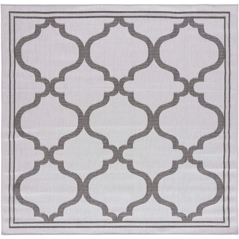 Elegant Gray Geometric 78" Square Synthetic Area Rug