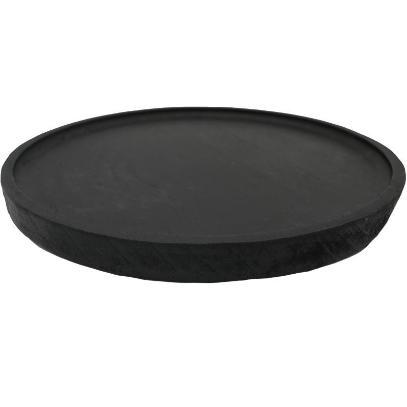 Modern Farmhouse 10" Black Round Paulownia Wood Tray