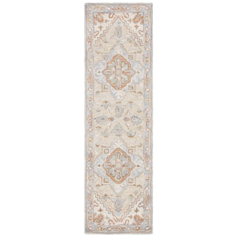 Hand-Tufted Beige and Grey Wool Runner Rug, 2'3" x 8'