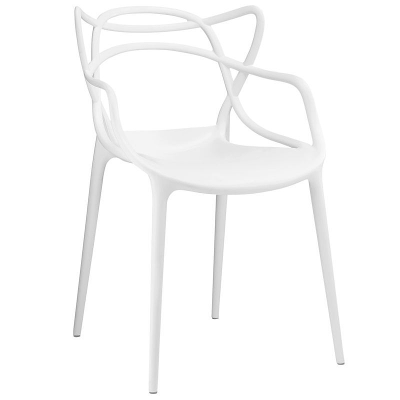 Entangled Modern Low-Profile White Plastic Armchair