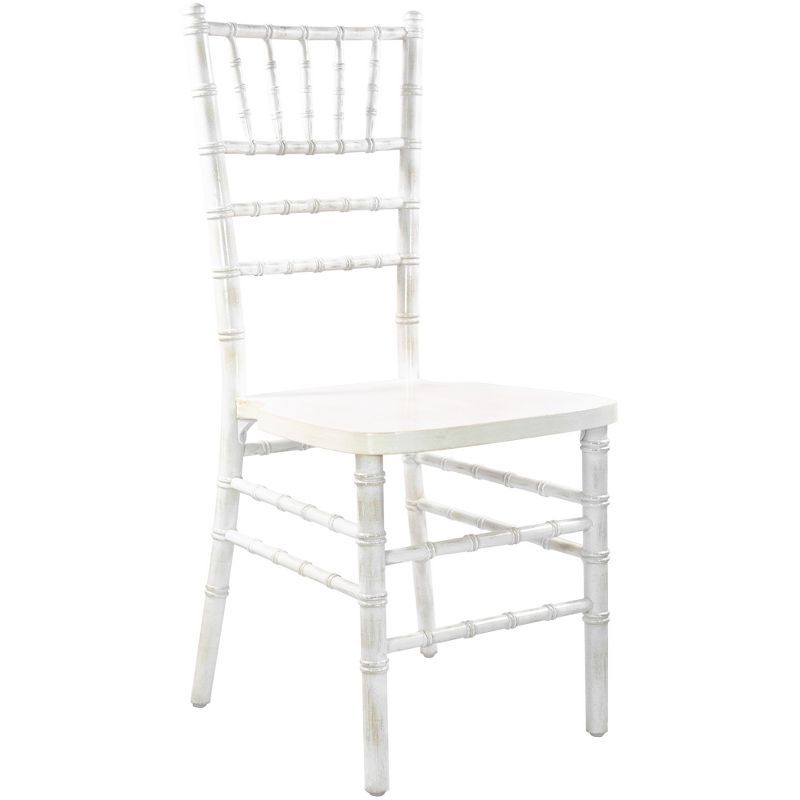 Lime Wash Wood Chiavari Side Chair with Slat Back