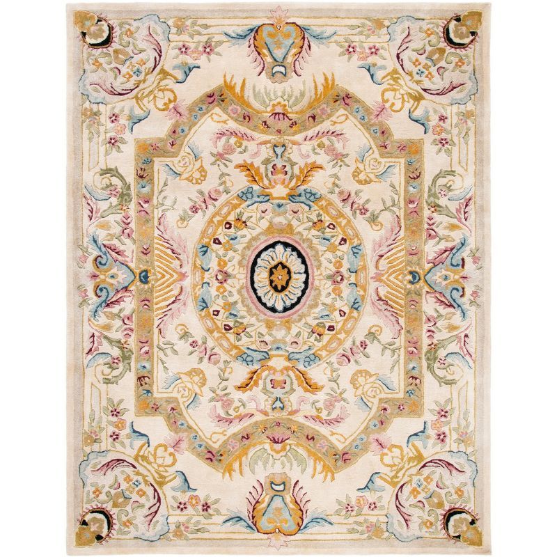 Elegant Sage & Beige Hand-Tufted Wool Area Rug, 8' x 10'