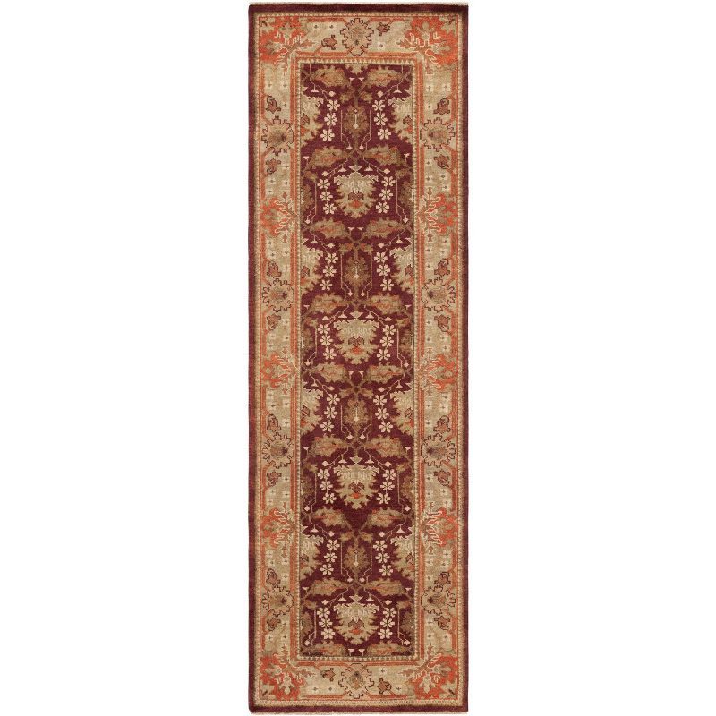 Deep Berry Hand-Knotted Wool Persian Style Runner