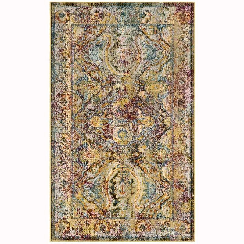 Handmade Light Blue and Orange Synthetic Oriental Area Rug