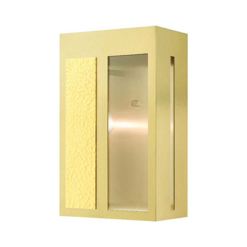 Lafayette Satin Brass Outdoor Wall Lantern with Clear Glass