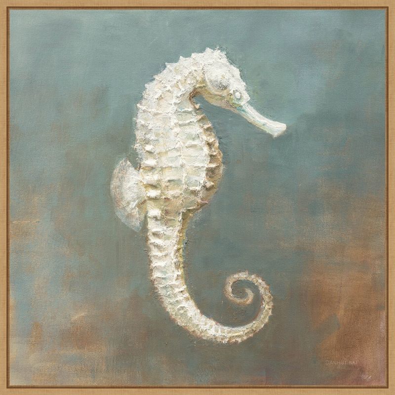 Sylvie Maple Framed Seahorse Canvas Wall Art, 30 x 30 Inches