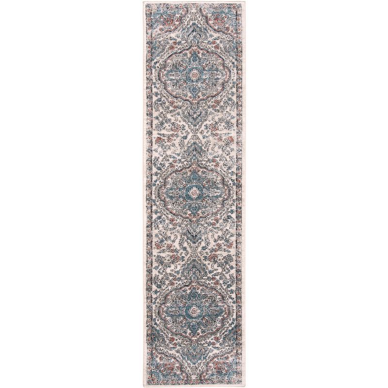 Blue Medallion Hand-Knotted Synthetic Runner Rug