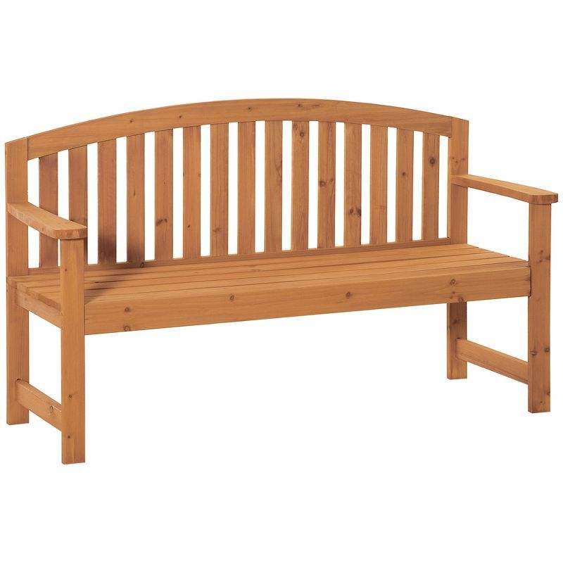 Natural Fir Wood 3-Seater Outdoor Garden Bench with Slatted Design