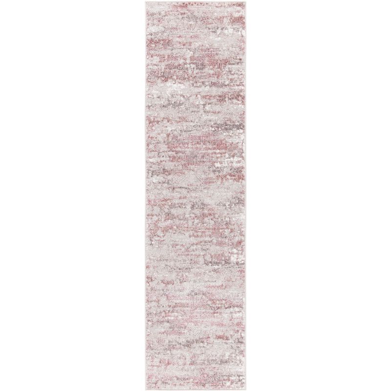 Beige & Pink Hand-Knotted Chic Synthetic Area Rug - 2'x7'