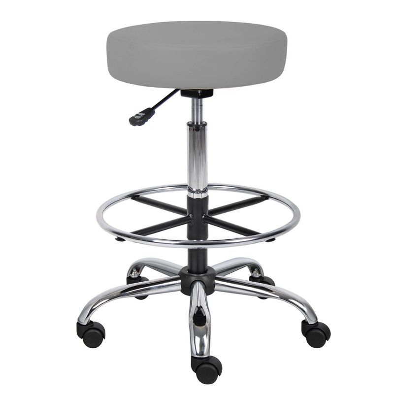 Gray Adjustable Swivel Medical Stool with Chrome Finish