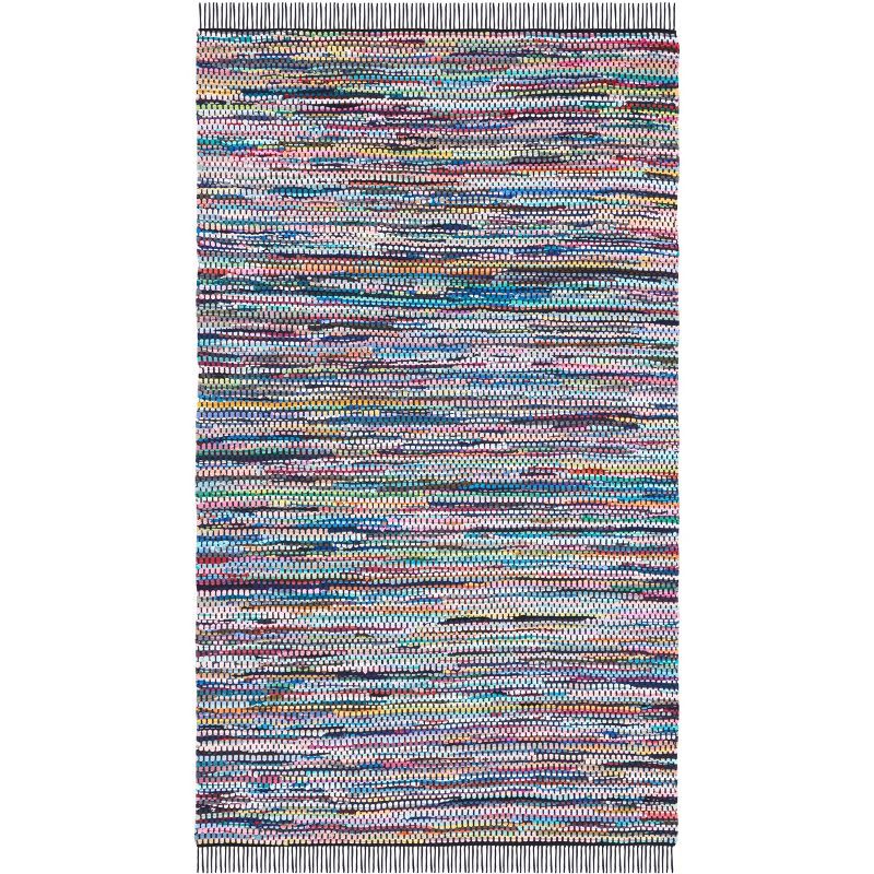 Coastal Breeze Black Cotton Handwoven Ikat Rug - 3'x5'