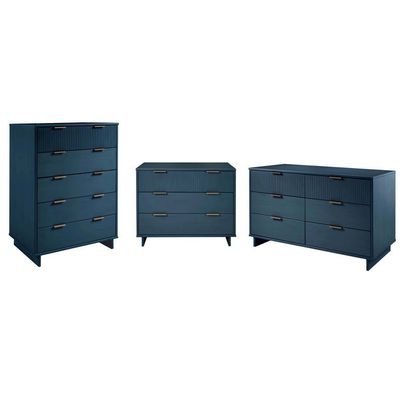 Midnight Blue Double Dresser Set with Soft Close Drawers