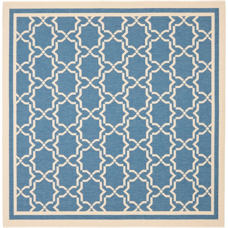Easy-Care Blue Synthetic Square Indoor/Outdoor Rug, 7'10"