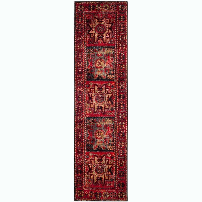 Vintage Red Synthetic High Pile Safavid Style Area Rug