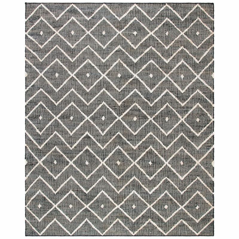 Handmade Charcoal and Natural Wool Cotton 8' x 10' Area Rug