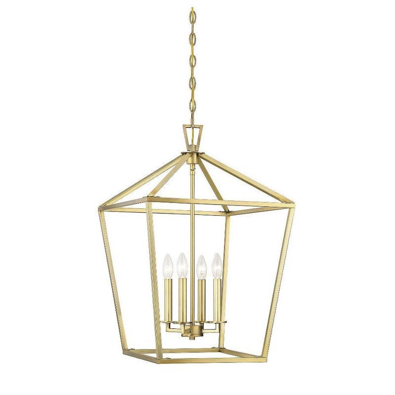 Warm Brass 4-Light Open Lantern Chandelier