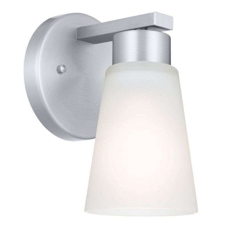 Brushed Nickel Dimmable Wall Sconce with Satin Etched Glass