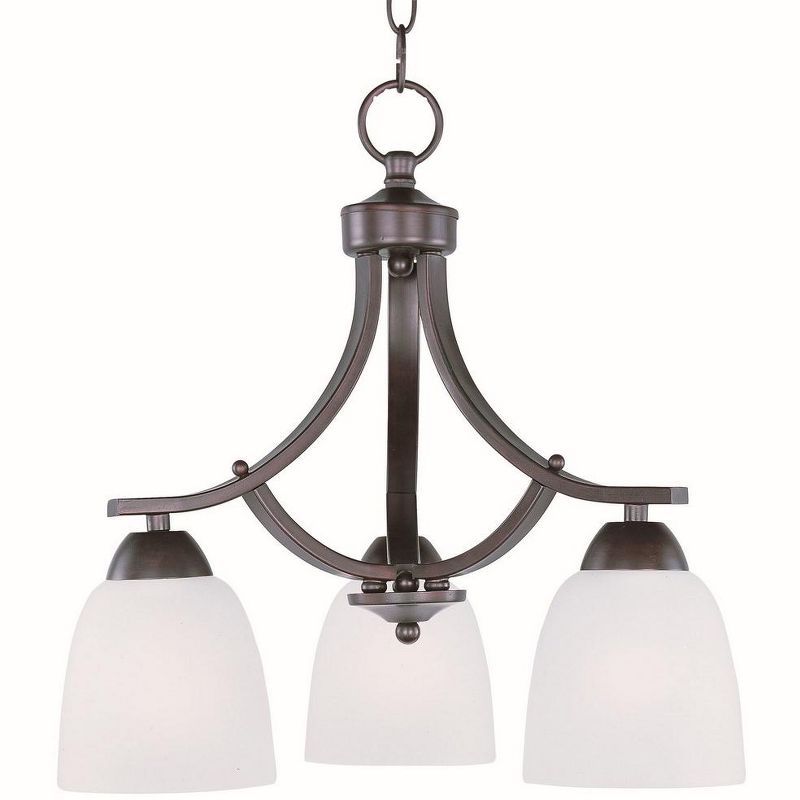 Oil Rubbed Bronze Mini 3-Light Chandelier with Frosted Glass Shades