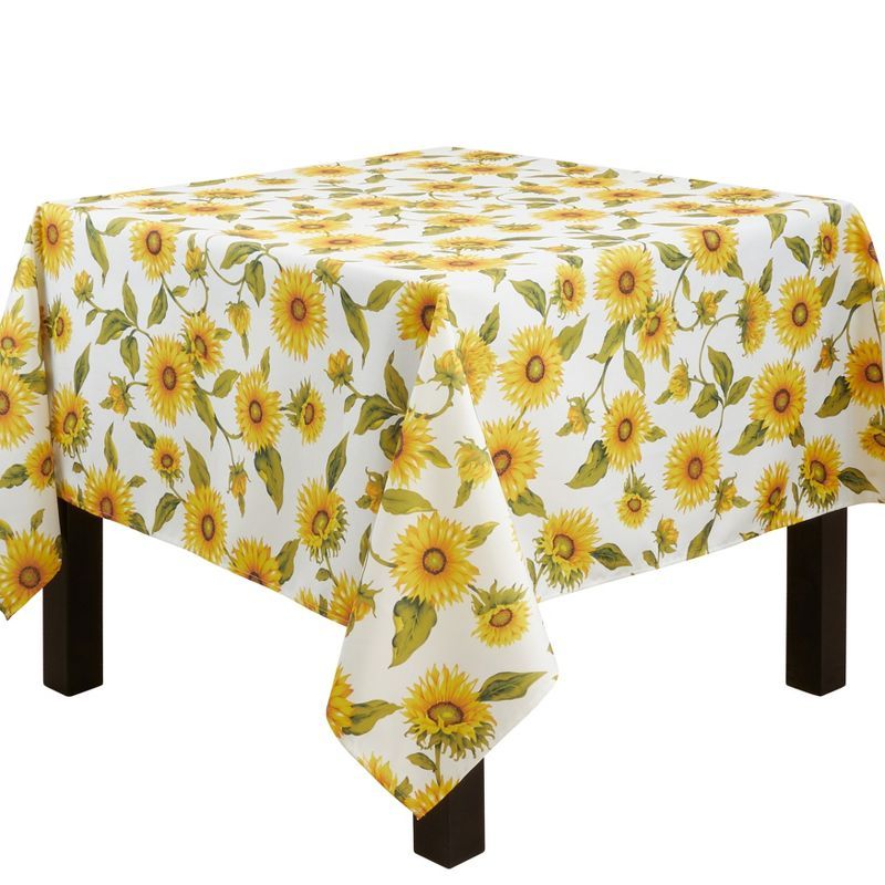 Sunflower Print Rectangular Summer Fabric Tablecloth