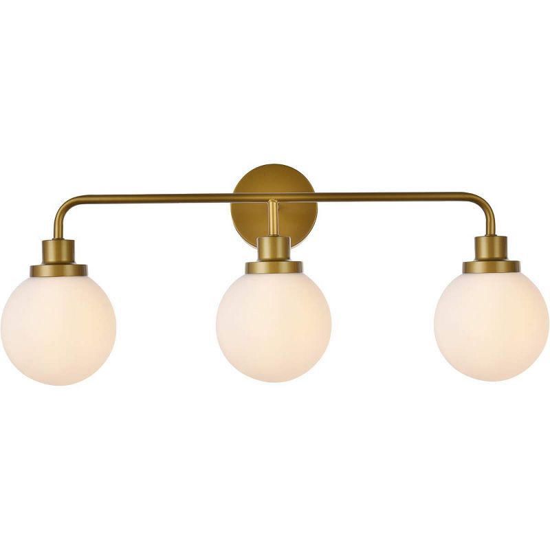 Hanson 3-Light Dimmable Brass Bath Sconce with Opal White Frosted Shade