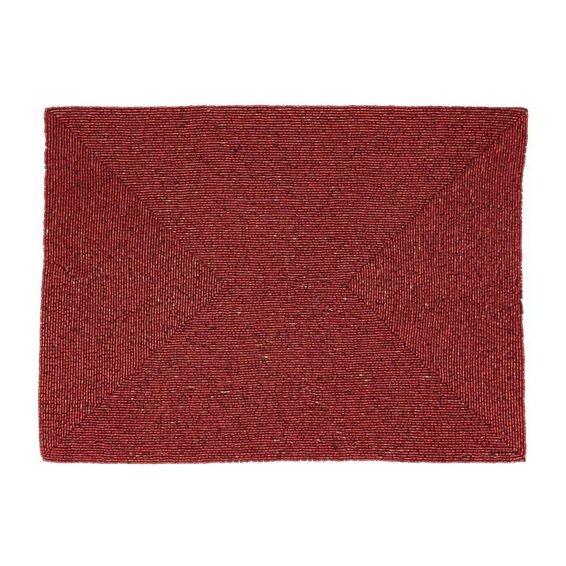 Red Beaded Design Rectangular Placemats Set of 4