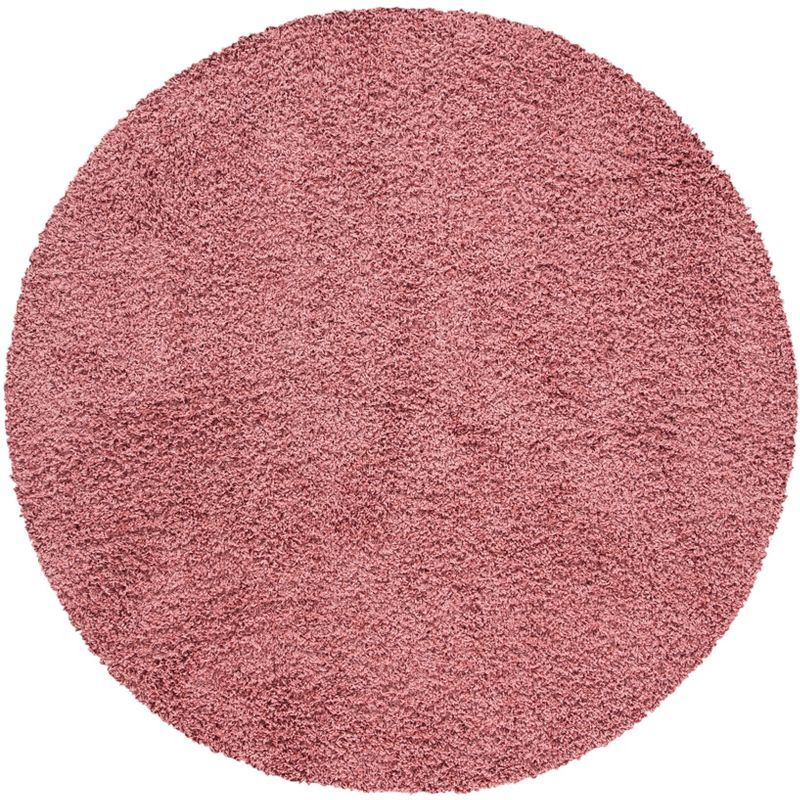 Venus Pink Round Shag Area Rug, 6'7" Synthetic